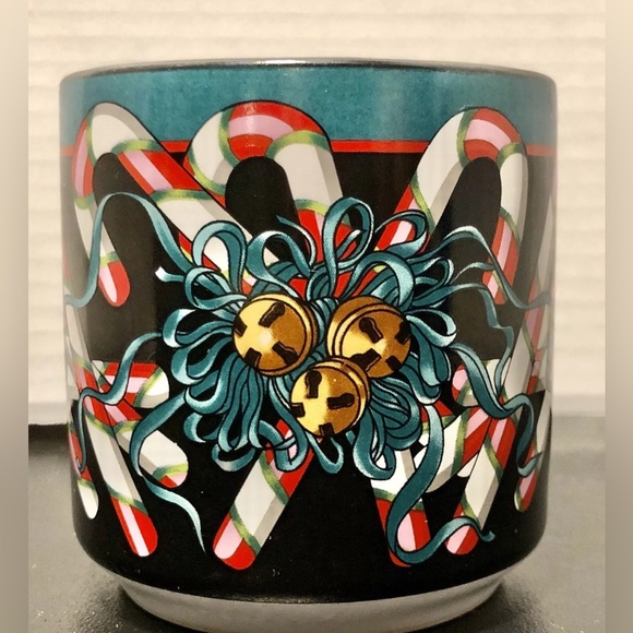 Candy Cane Coffee Mug 1998 Jeanne Beury Potpourri Christmas Bells 12 oz Set Of 2 - Picture 7 of 7